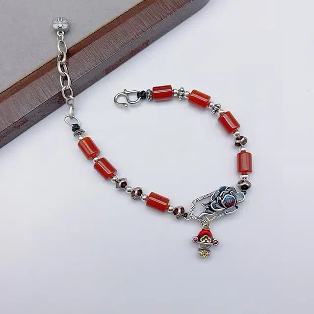 老庆云银楼 国潮名字风 财神 好运莲莲 路路通 小众轻奢个性精致高级感 潮酷时尚百搭 玛瑙 手链 男女同款情侣款