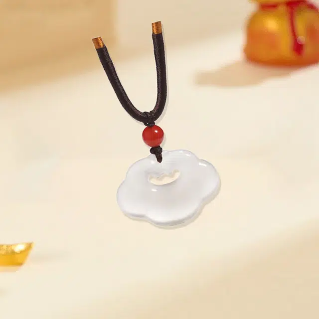 老庆云银楼 祥云平安锁挂坠 吉祥如意 时尚简约精致 国风创意设计小众轻奢高级感锁骨链#好运 玉髓 项链 男女同款情侣款