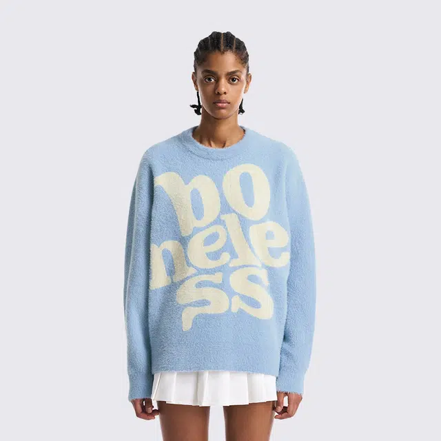 BONELESS Large Logo Jacquard Knit Sweater