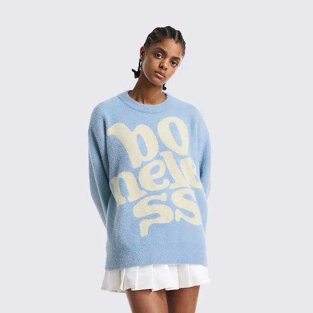 BONELESS Large Logo Jacquard Knit Sweater