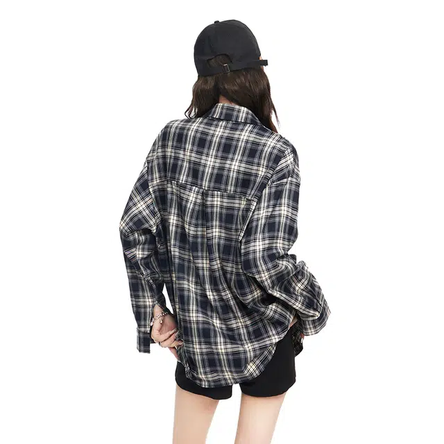 寻星记 多风格格纹慵懒风宽松休闲百搭耐磨耐用长袖衬衫 男女同款