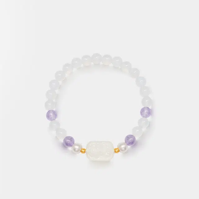 曼卡龙 温柔白月 简约时尚 玉髓 手串 女款