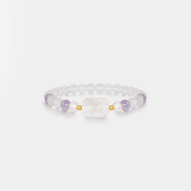 曼卡龙 温柔白月 简约时尚 玉髓 手串 女款