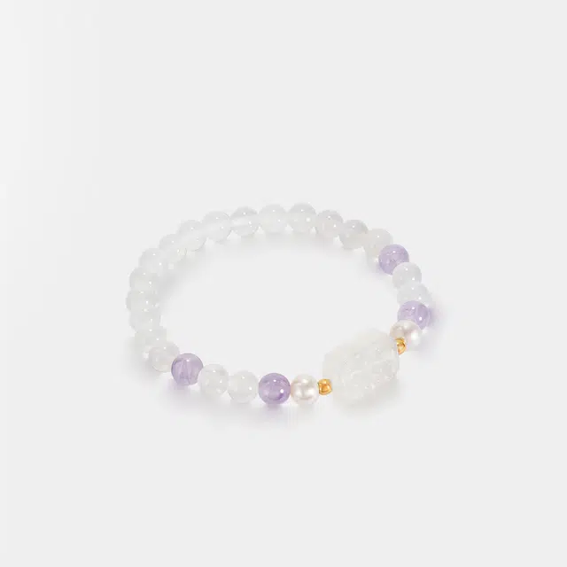 曼卡龙 温柔白月 简约时尚 玉髓 手串 女款