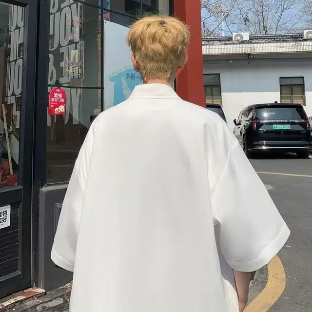 虫小绿 时尚潮流宽松帅气短袖衬衫 男女同款