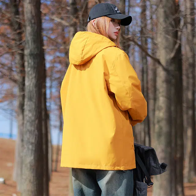 虫小绿 美式经典时尚简约潮流百搭轻便基础纯色宽松个性高级感无性别主义日常休闲舒适户外防风连帽外套夹克 男女同款