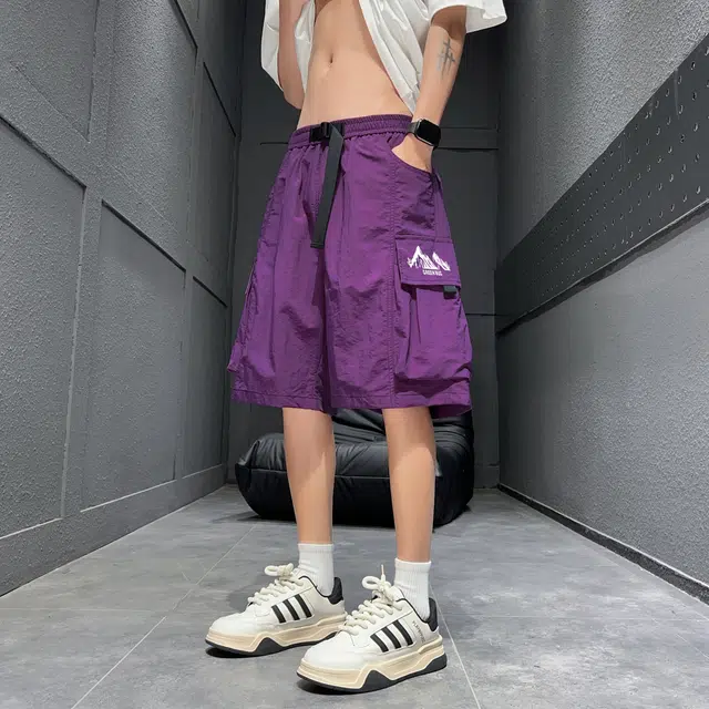 虫小绿 夏季美式薄款时尚潮流休闲宽松多口袋工装短裤 男女同款