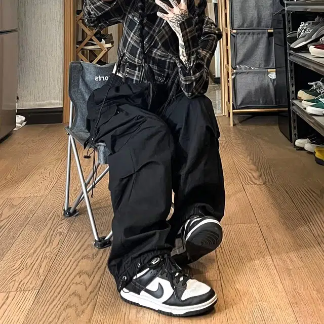 虫小绿 潮流港风日系多口袋束脚运动潮牌宽松百搭工装裤痞帅休闲裤 男女同款