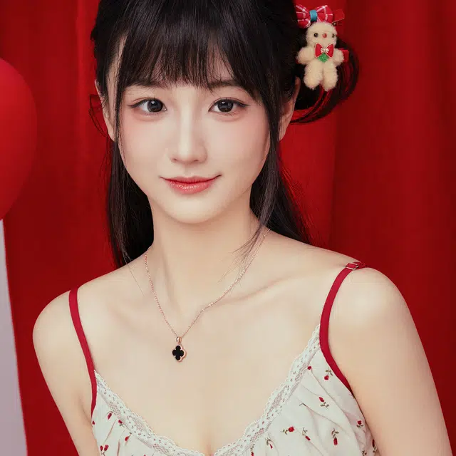 冰心雨 玫瑰金黑花四叶草轻奢小众复古浪漫优雅吊坠颈链 合金 时尚项链 女款