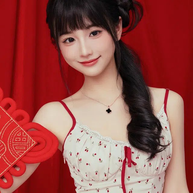 冰心雨 玫瑰金黑花四叶草轻奢小众复古浪漫优雅吊坠颈链 合金 时尚项链 女款