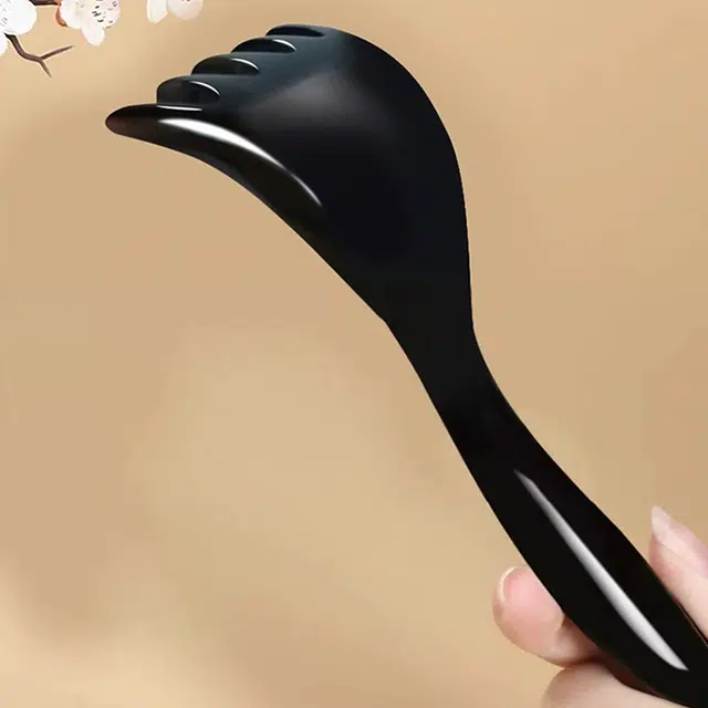 悦语 五爪头部按摩器黑水牛角长臂梳子经络头皮头疗疏通肩颈实用
