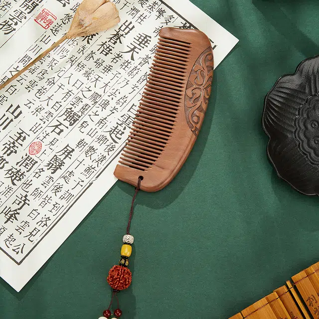 悦语 桃木梳便携老料桃木梳子生日伴手礼品梳子礼盒装木梳