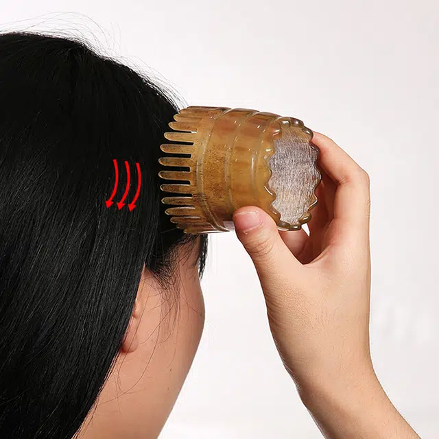 悦语 牛角梳按摩洗头梳刮痧板刮痧筒工具家用防静电抓头皮头部经络刷子 实用