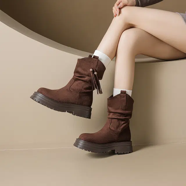 AGSDON Retro Tassel Ankle Boots