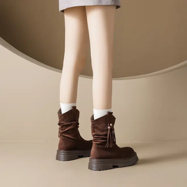AGSDON Retro Tassel Ankle Boots