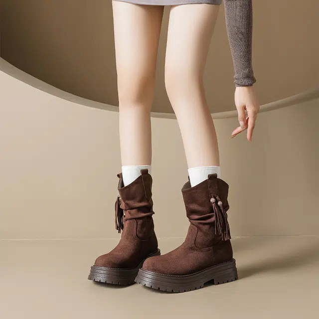 AGSDON Retro Tassel Ankle Boots