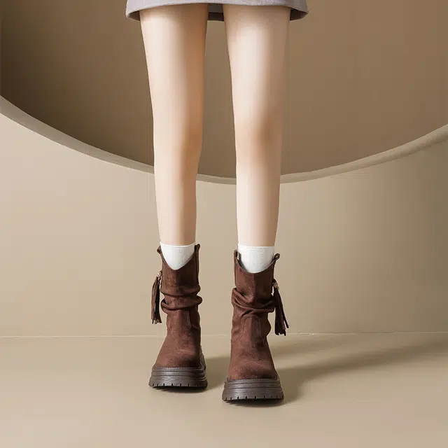 AGSDON Retro Tassel Ankle Boots