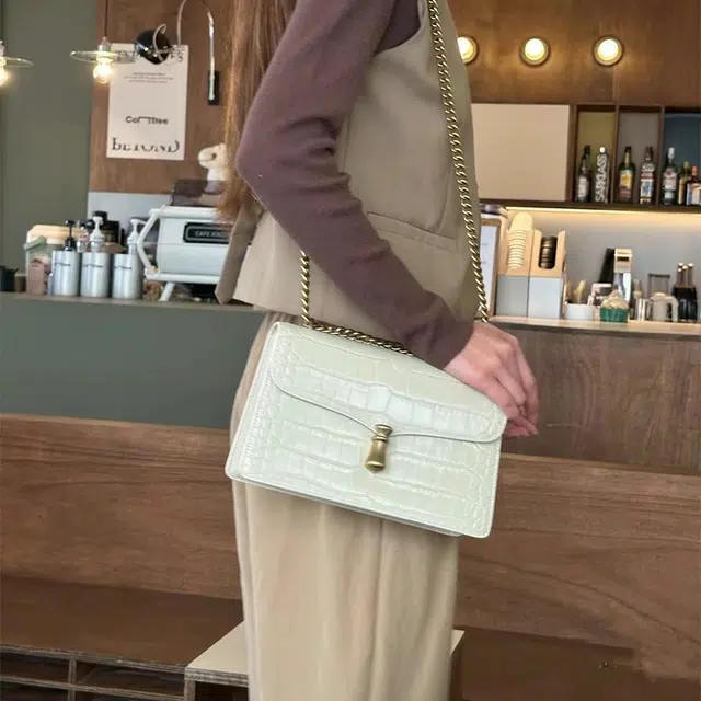 西木汀 风与路人 鳄鱼纹小众品牌高级感时尚通勤百搭 牛皮 链条包腋下包单肩斜挎包 女款 多色