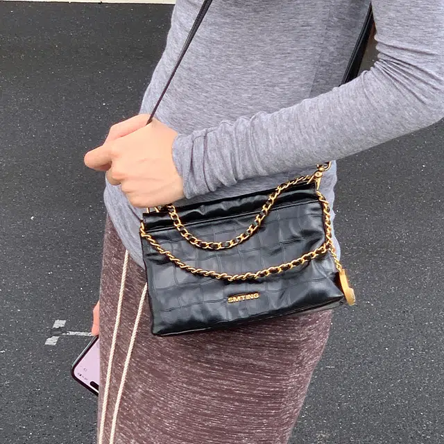 西木汀 可可月光 小众设计高级感通勤百搭时尚链条包 牛皮 手提包 常规 女款 深邃黑/橄榄绿/美拉德棕