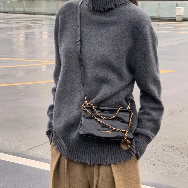 西木汀 可可月光 小众设计高级感通勤百搭时尚链条包 牛皮 手提包 常规 女款 深邃黑/橄榄绿/美拉德棕