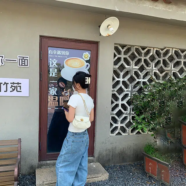 西木汀 山竹 慵懒松弛休闲百搭通勤包 牛皮 单肩包斜挎包 小号 女款 米白色/深邃黑/樱花粉