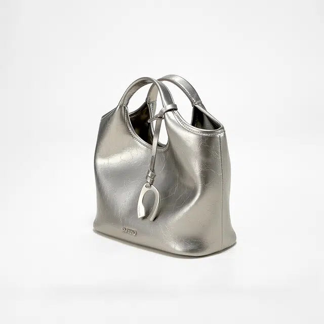 西木汀 赴约 小众设计师品牌百搭通勤高级感 牛皮 水桶包手提包 女款 古银色/深邃黑