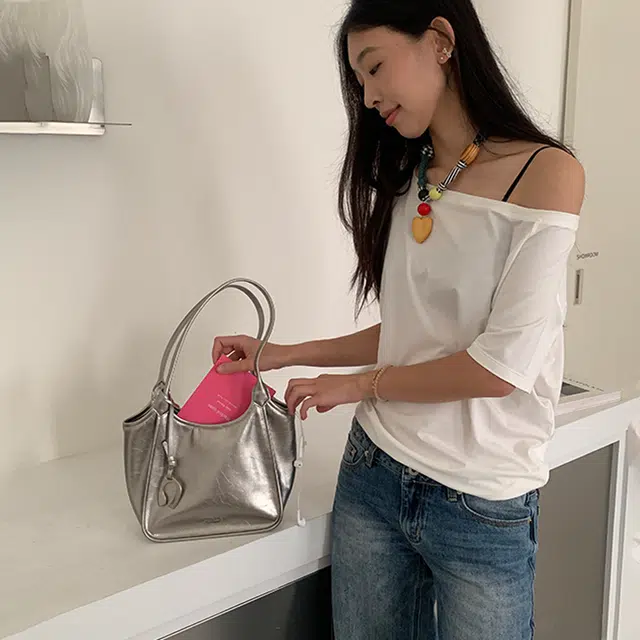 西木汀 无眠 小众品牌设计感通勤百搭托特包 牛皮 单肩包 常规 女款 古银色/高级红