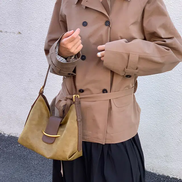 西木汀 秋风 小众设计高级感通勤休闲简约百搭手提腋下包 牛皮 单肩包 常规 女款 琥珀绿