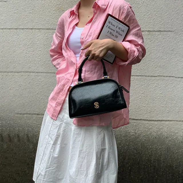 西木汀 莫妮卡 小众设计高级感通勤百搭波士顿包 牛皮 单肩手提包 女款 多色