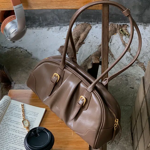 西木汀 远望 小众设计高级感通勤百搭简约 牛剖革层 单肩包 常规 女款 美拉德棕/深邃黑