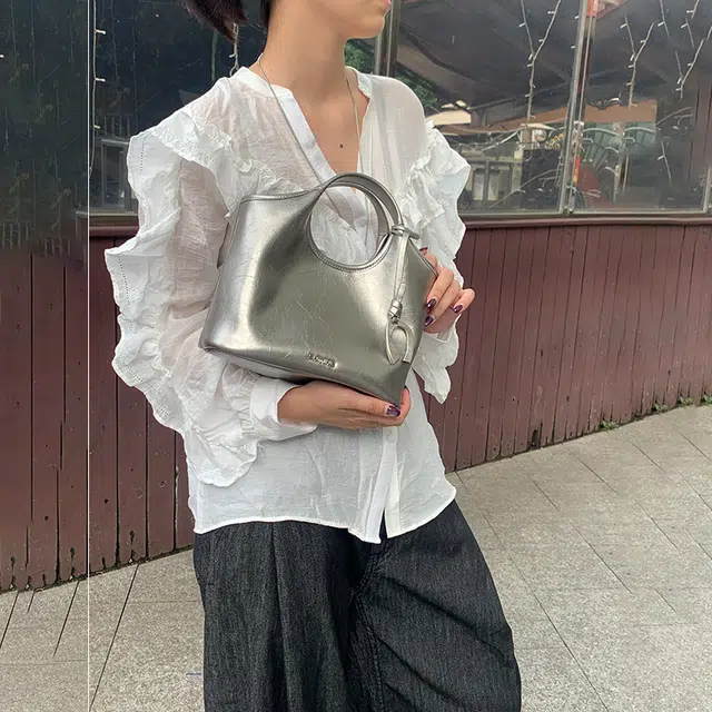 西木汀 赴约 小众设计师品牌百搭通勤高级感 牛皮 水桶包手提包 女款 古银色/深邃黑