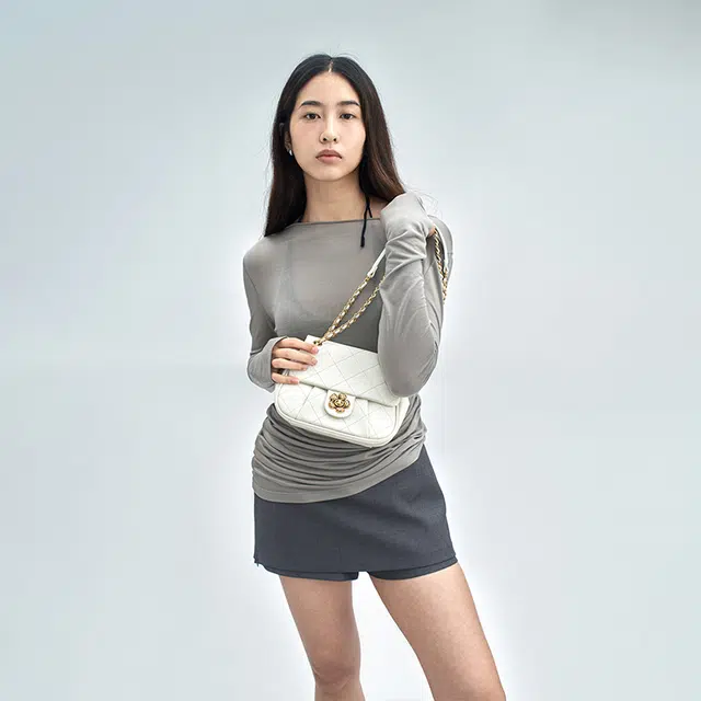 西木汀 情书 高级感小众设计温柔风腋下包链条包 牛剖层革 斜挎单肩包 常规 女款 珍珠白/深邃黑/樱花粉