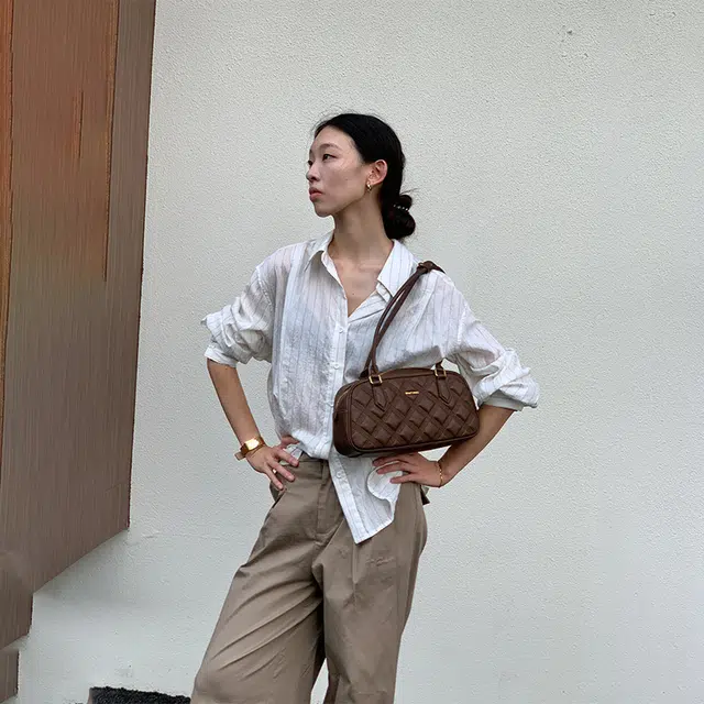 西木汀 奶芙松饼 小众设计高级感通勤百搭波士顿包包 牛皮革 单肩包 常规 女款 美拉德棕/日光黄/深邃黑