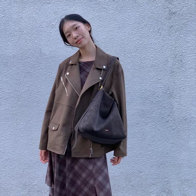 西木汀 静夜 小众设计高级感通勤简约百搭 牛皮 水桶包单肩包 大号 女款 深咖啡/暖驼棕