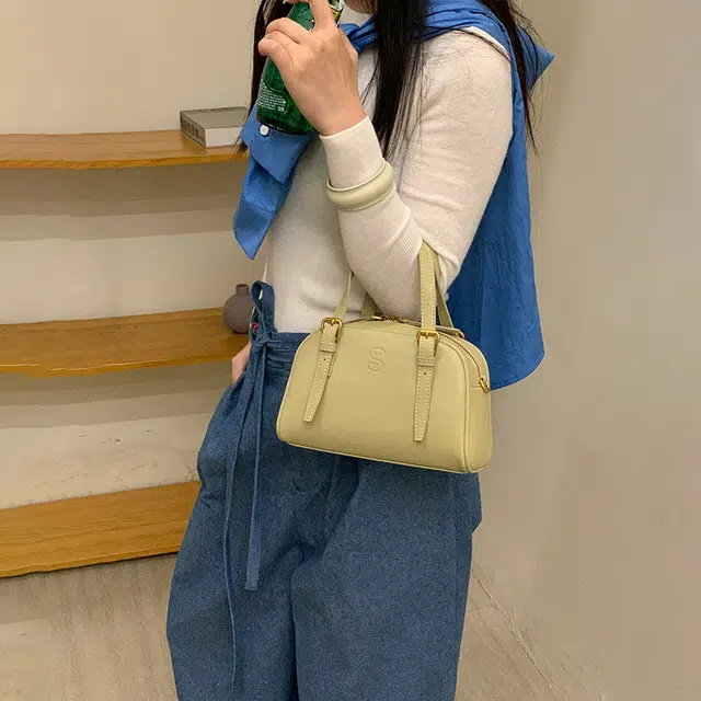 西木汀 布蕾泡芙 小众设计精致小巧高级感百搭通勤 牛皮 波士顿包斜挎手提包 小号 女款 多色