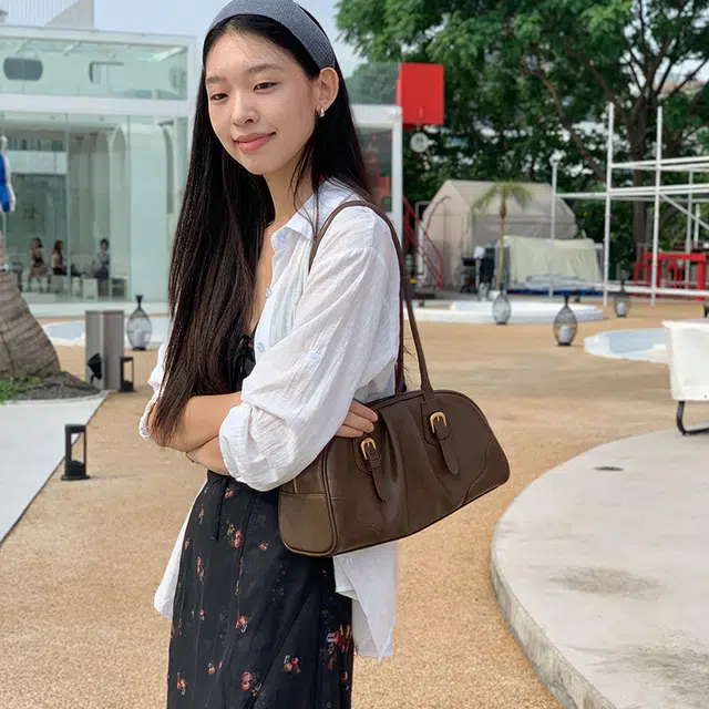 西木汀 远望 小众设计高级感通勤百搭简约 牛剖革层 单肩包 常规 女款 美拉德棕/深邃黑