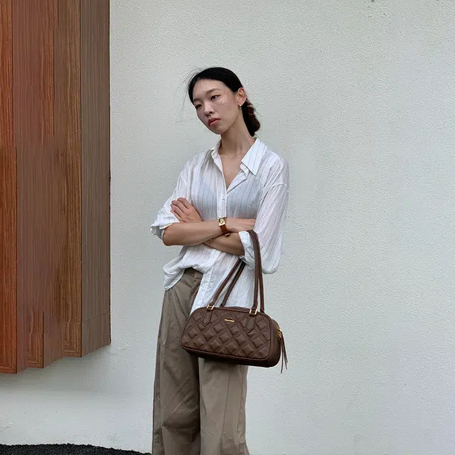 西木汀 奶芙松饼 小众设计高级感通勤百搭波士顿包包 牛皮革 单肩包 常规 女款 美拉德棕/日光黄/深邃黑