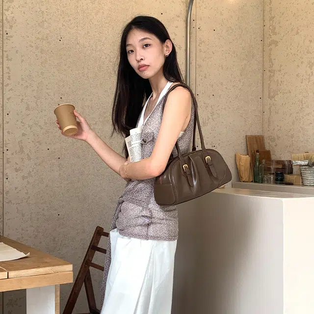 西木汀 远望 小众设计高级感通勤百搭简约 牛剖革层 单肩包 常规 女款 美拉德棕/深邃黑