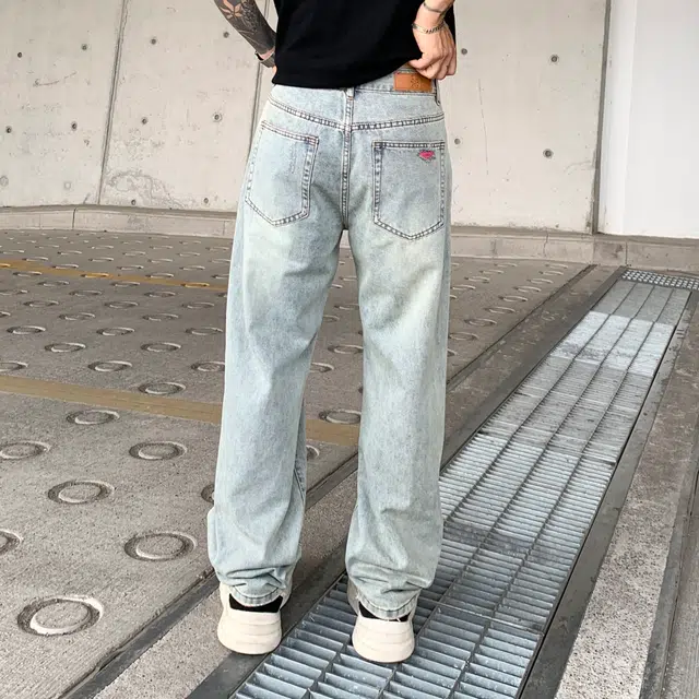遨宇 美式高街潮牌做旧个性拼接超酷痞帅嘻哈街头破洞情侣百搭宽松休闲阔腿牛仔裤 男女同款
