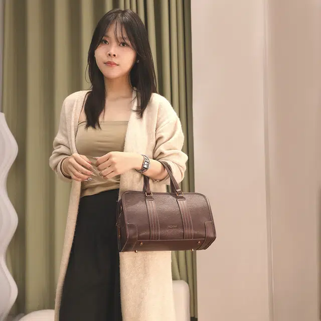 木林森 时尚简约复古 聚氨酯 手提包 女款 咖色
