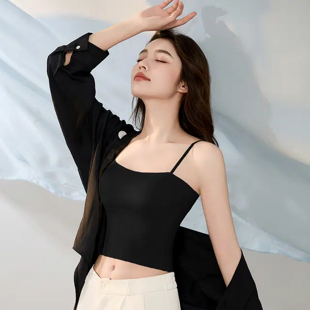 水中花 套头纯色方领吊带 女款