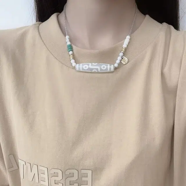 花茜樱 白色九眼天珠 国风 小众 新中式 国风手工编绳设计藏式个性 玛瑙 玉石项链 女款