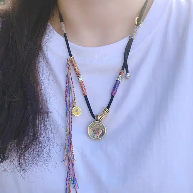 花茜樱 扎基拉姆前世今生随身唐卡藏式民族风招财转运个性新中式国风 合金 项链 女款