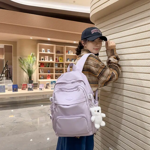 醇龙 拉链开合 尼龙 双肩包 女款 黑色/白色/黄色/紫色/蓝色