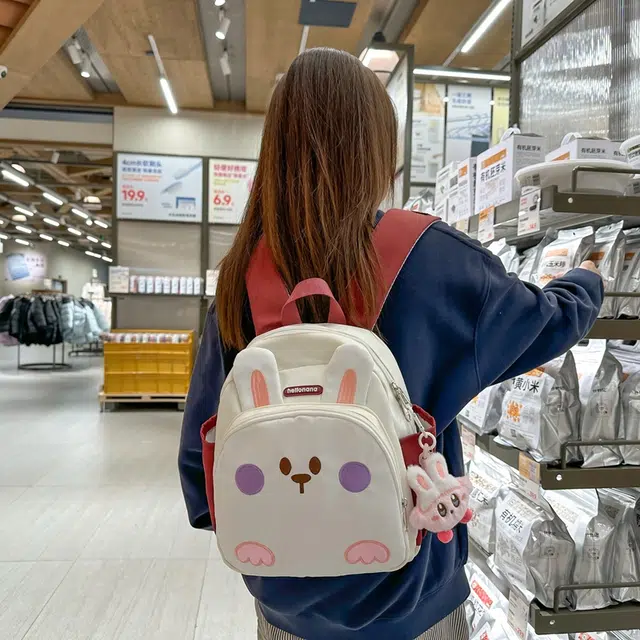 醇龙 幼儿园书包便携童趣宝宝背包卡通可爱小兔子 尼龙 双肩包 儿童款 白色/蓝色/紫色/粉色/黄色