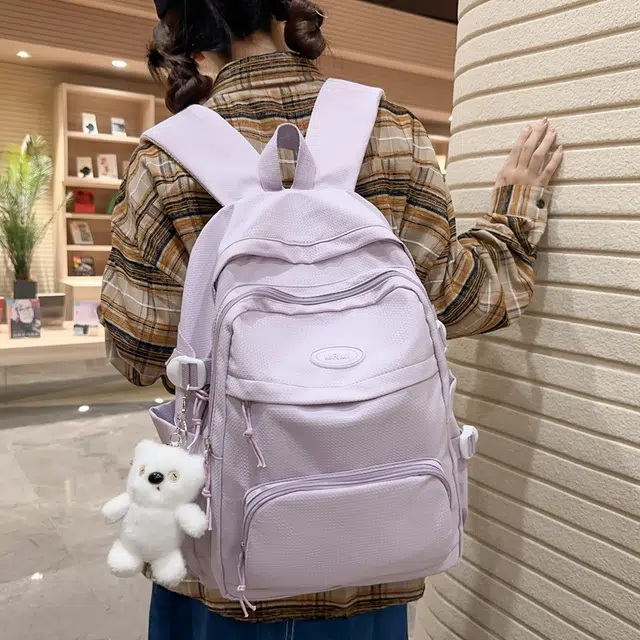 醇龙 拉链开合 尼龙 双肩包 女款 黑色/白色/黄色/紫色/蓝色