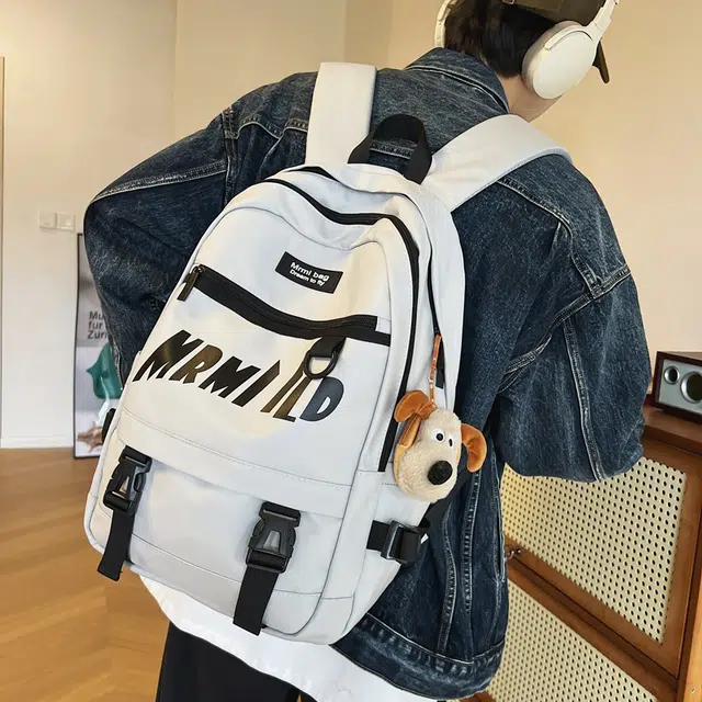 醇龙 拉链开合 尼龙 双肩包 男女同款情侣款 黑色/米白色/红色/灰色/粉色