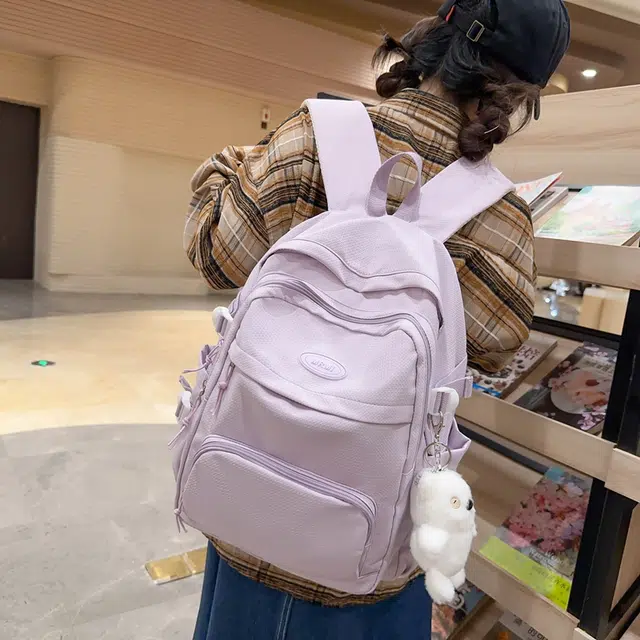 醇龙 拉链开合 尼龙 双肩包 女款 黑色/白色/黄色/紫色/蓝色