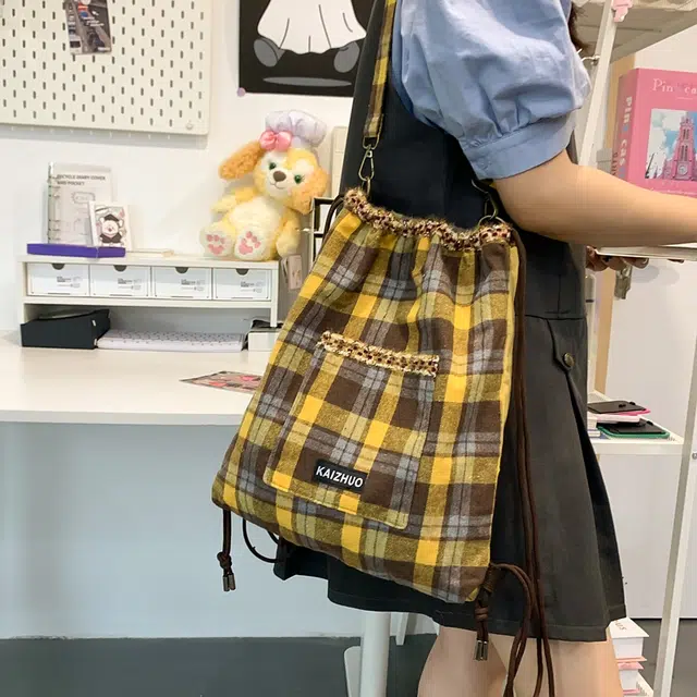 醇龙时尚帆布包女包可爱小熊韩版单肩斜挎包大容量学生手提上课包 帆布