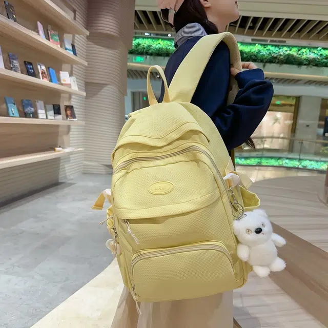 醇龙 拉链开合 尼龙 双肩包 女款 黑色/白色/黄色/紫色/蓝色